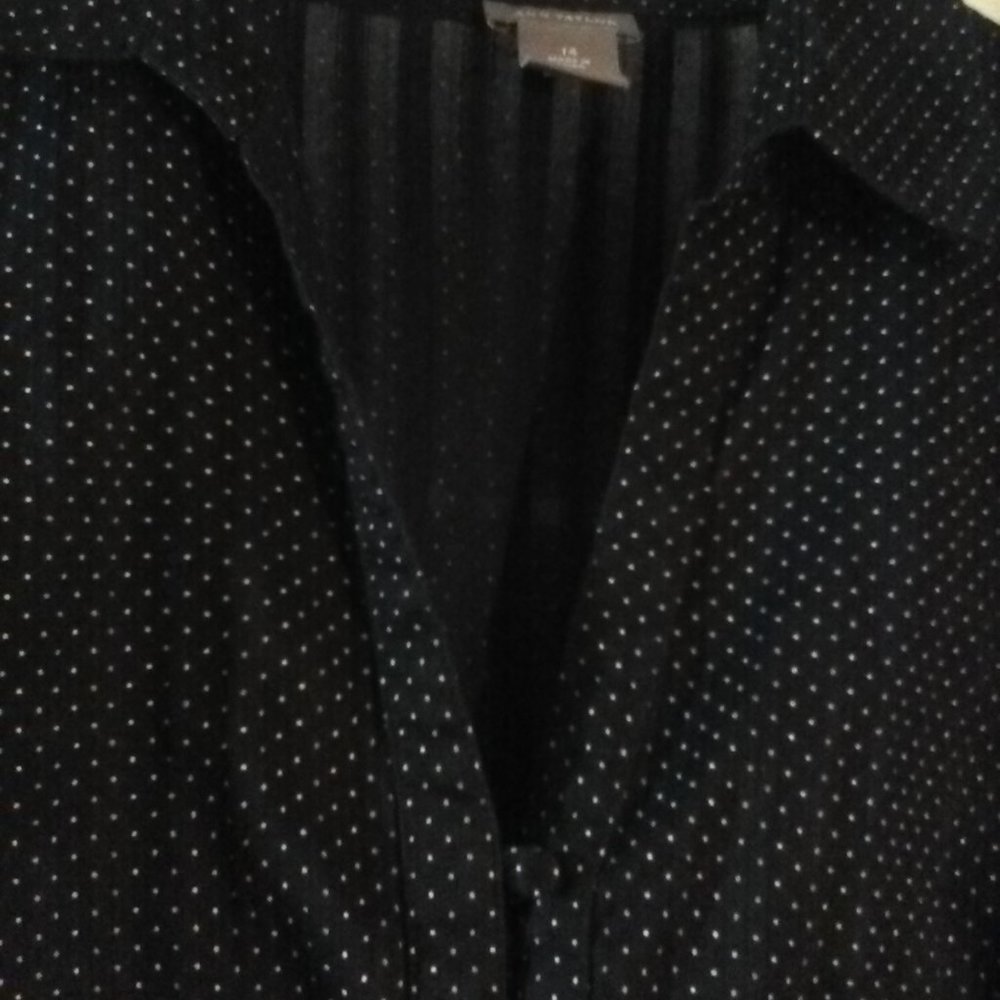 Ann Taylor Cotton Polka Dot Blouse